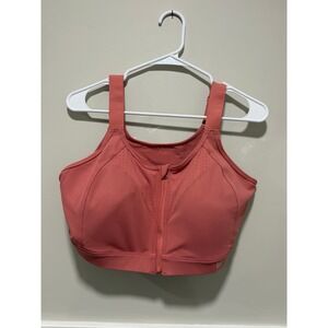 Yvette Sports Bra Front Zip Workout Running Coral Women Size 3XL